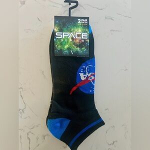 NASA Space Series Ankle Socks – 2 Pair Pack (Black/Blue) - NWT
